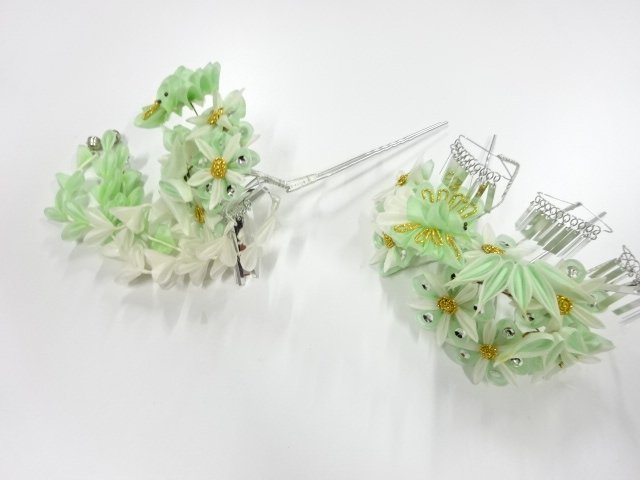 JAPANESE KIMONO / ANTIQUE PINCHED WORK BIRABIRA HAIR ACCESSORY SET